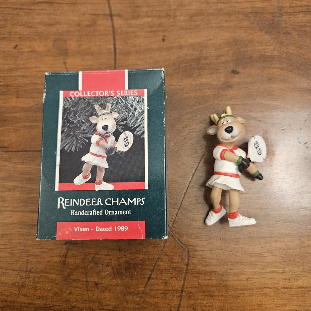 Hallmark 1989 Reindeer Champs Vixen Ornament Tennis Sports Handcrafted